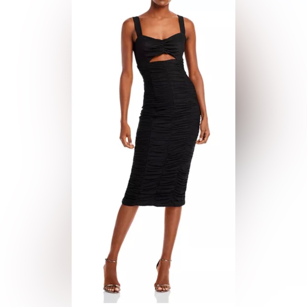 BCBGMAXAZRIA | Cutout Ruched Midi Dress NWT